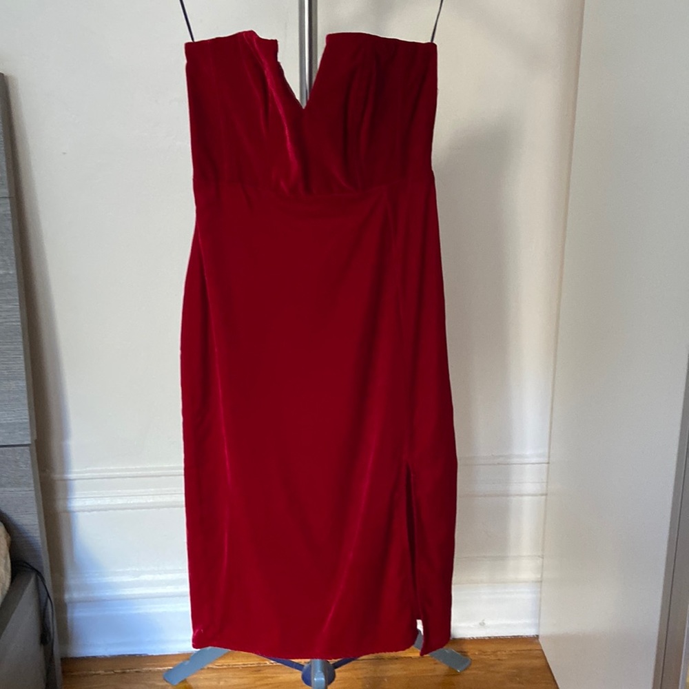 NWT H&M Red Bandeau Velvet Dress